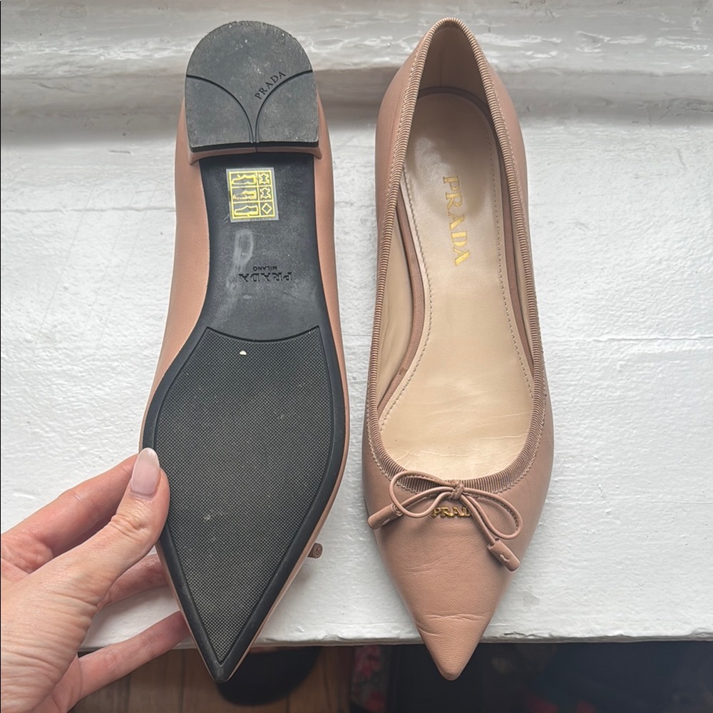 Prada Women's Tan Leather Ballet Flats (Size 40) - Picture 2 of 2